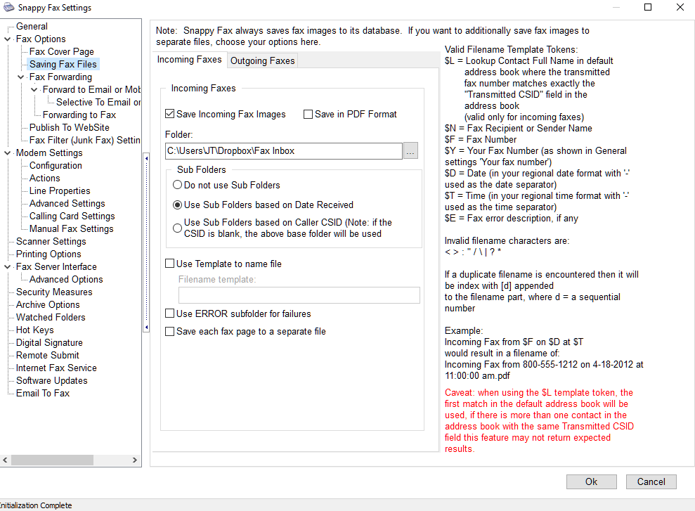 Snappy-Fax-Settings-Fax-Saving-Options