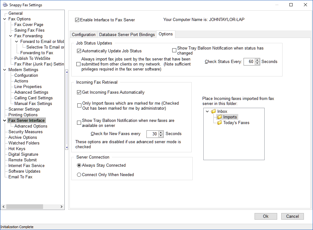 Snappy-Fax-Settings-Fax-Server-Options